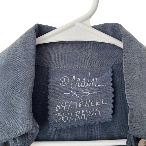 Crain Vintage Designer Hand Painted Cowgirl Horse Equestrian Shirt size XS Blue - Picture 6 of 10